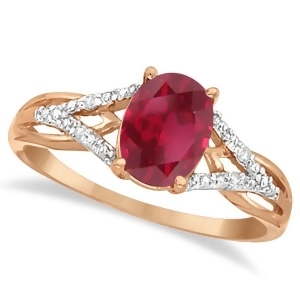 Oval Ruby and Diamond Cocktail Ring in 14K Rose Gold 1.52 ctw - All