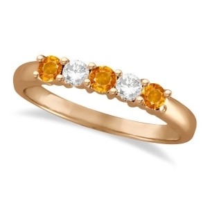 Five Stone Diamond and Citrine Ring 14k Rose Gold 0.67ctw - All