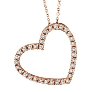 Diamond Open Heart Pendant 14k Rose Gold Pink Gold 0.40 ctw - All