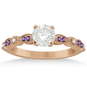 Marquise and Dot Diamond Amethyst Engagement Ring 18k Rose Gold 0.24ct - All