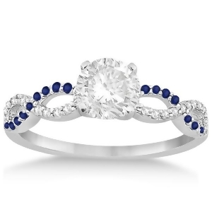 Infinity Diamond and Blue Sapphire Engagement Ring 14K White Gold 0.21ct - All