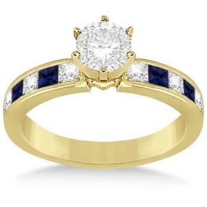 Channel Blue Sapphire and Diamond Engagement Ring 14k Yellow Gold 0.60ct - All