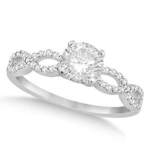 Twisted Infinity Round Diamond Engagement Ring 14k White Gold 0.50ct - All