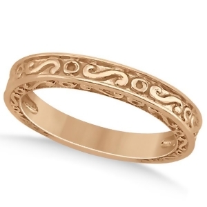 Hand-carved Infinity Design Filigree Wedding Band in 14k Rose Gold - All