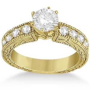 0.70Ct Vintage Style Diamond Engagement Ring Setting 18k Yellow Gold - All
