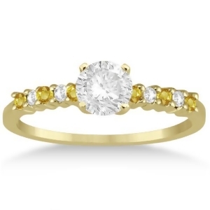 Diamond and Yellow Sapphire Engagement Ring 14k Yellow Gold 0.15ct - All