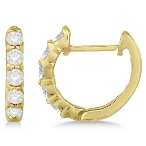 Hinged Hoop Diamond Huggie Style Earrings in 14k Yellow Gold 0.33ct - All