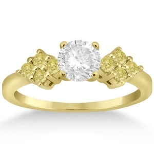 Designer Yellow Diamond Floral Engagement Ring 14k Yellow Gold 0.24ct - All