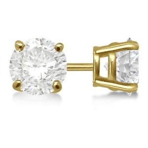 Round Diamond Stud Earrings 4-Prong Basket Setting In 18K Yellow Gold - All