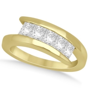 Five Stone Princess Diamond Ring Tension Set 18k Yellow Gold 0.50ct - All