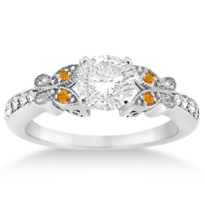 Butterfly Diamond and Citrine Engagement Ring Palladium 0.20ct - All