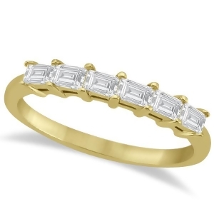 Baguette Diamond Ring Wedding Band for Women 18K Yellow Gold 0.54ct - All