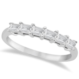 Baguette Diamond Ring Wedding Band for Women 18K White Gold 0.54ct - All