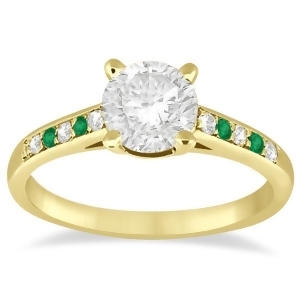 Cathedral Emerald and Diamond Engagement Ring 14k Yellow Gold 0.20ct - All