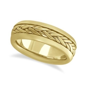Men's Wide Handwoven Wedding Band 18k Yellow Gold 6mm - All