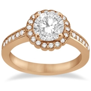 Modern Flower Halo Diamond Engagement Ring 18k Rose Gold 0.29ct - All