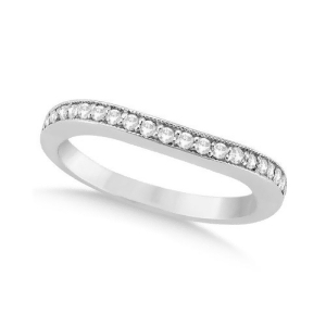 Curved Diamond Wedding Band 14k White Gold 0.22ct - All