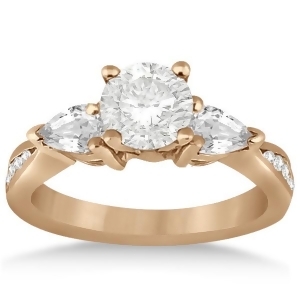 Three Stone Pear Cut Diamond Engagement Ring 14k Rose Gold 0.51ct - All