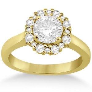 Diamond Halo Engagement Ring 14K Yellow Gold Prong Setting 0.32ct - All