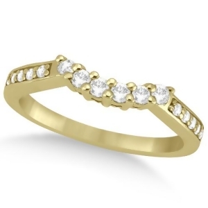 Floral Contour Band Diamond Wedding Ring 14k Yellow Gold 0.28ct - All
