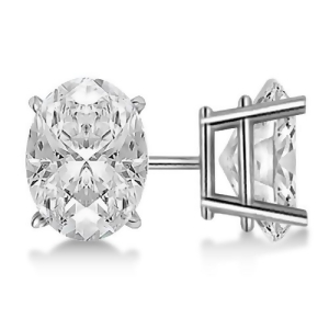 2.00Ct. Oval-Cut Diamond Stud Earrings 18kt White Gold H Si1-si2 - All