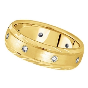 Men's Burnish-Set Diamond Wedding Band in 18k Yellow Gold 0.4 ctw - All