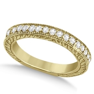 Vintage Style Filigree Diamond Wedding Band 14k Yellow Gold 0.19ct - All