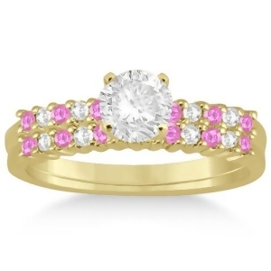 Diamond and Pink Sapphire Bridal Set 14k Yellow Gold 0.35ct - All