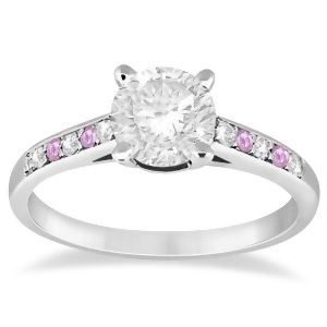 Cathedral Pink Sapphire and Diamond Engagement Ring 18k White Gold 0.20ct - All