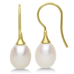 Freshwater Cultured Pearl Drop Earrings in 14K Yellow Gold 8-8.5mm - All