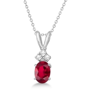 Oval Ruby Pendant with Diamonds 14K White Gold 1.12ctw - All