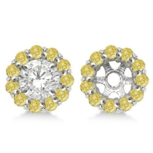 Round Yellow Diamond Earring Jackets for 5mm Studs 14K W. Gold 0.77ct - All