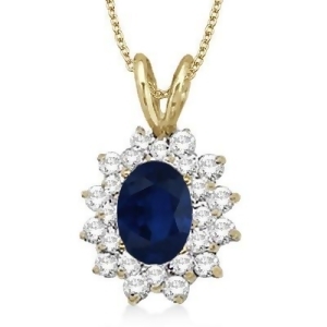 Blue Sapphire and Diamond Accented Pendant 14k Yellow Gold 1.60ctw - All