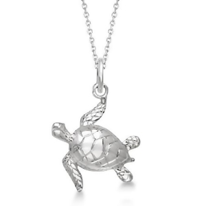 Sea Turtle Pendant Necklace in Sterling Silver - All