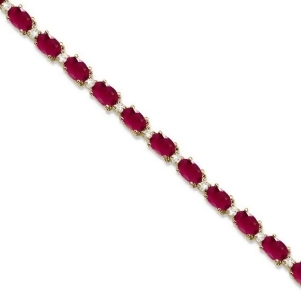 Ruby and Diamond Tennis Bracelet 14k Yellow Gold 12.00ct - All