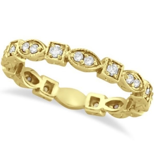 Antique Style Diamond Eternity Ring Band in 14k Yellow Gold 0.36ct - All