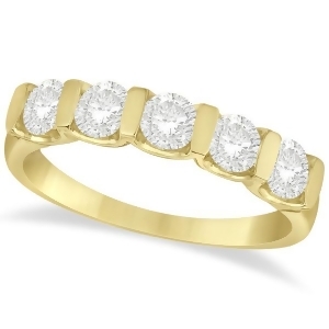 Bar-set Five Stone Diamond Ring Anniversary Band 14k Yellow Gold 1.00ct - All