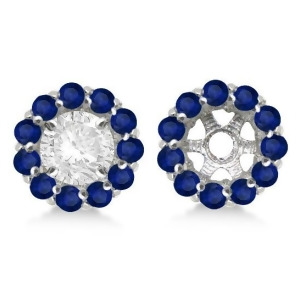 Round Blue Sapphire Earring Jackets 8mm Studs 14K White Gold 1.44ct - All