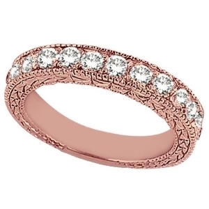 Antique Style Pave Set Wedding Ring Band 18k Rose Gold 1.00ct - All