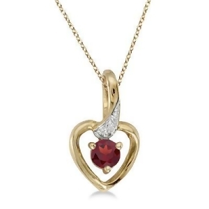 Garnet and Diamond Heart Pendant Necklace 14k Yellow Gold - All