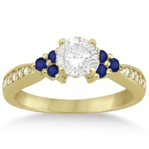 Floral Diamond and Sapphire Engagement Ring 18k Yellow Gold 0.30ct - All