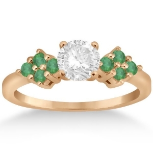 Designer Green Emerald Floral Engagement Ring 18k Rose Gold 0.28ct - All