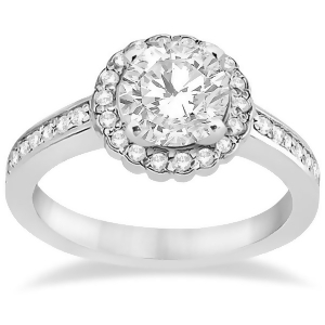 Modern Flower Halo Diamond Engagement Ring Platinum 0.29ct - All