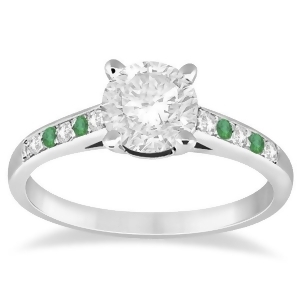 Cathedral Emerald and Diamond Engagement Ring 14k White Gold 0.20ct - All