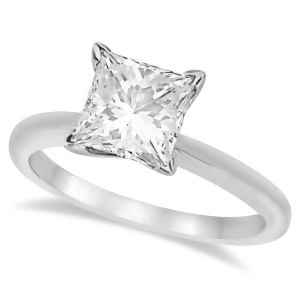 Moissanite Solitaire Engagement Ring Princess 14K White Gold 3.00ct - All