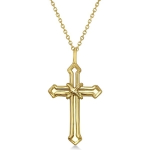Gold Cross Necklace 14K Yellow Gold Open Christian Cross Men/Women - All