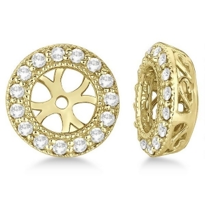 Vintage Round Cut Diamond Earring Jackets 14k Yellow Gold 0.22ct - All