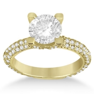 Eternity Pave Set Trio Diamond Engagement Ring 14K Yellow Gold 0.88ct - All