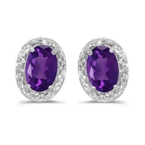 Diamond and Amethyst Earrings 14k White Gold 0.90ct - All