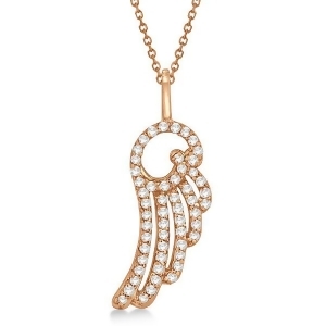 Diamond Angel Wing Pendant Necklace 14k Rose Gold 0.28ct - All